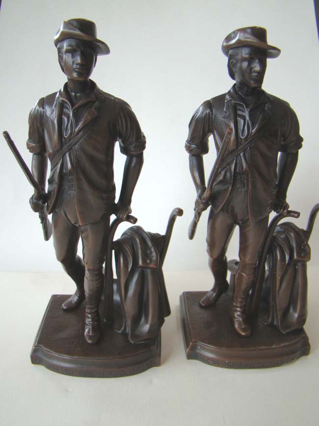 A fine and rare pair of Antique Bookends circa 1930 depicting 'The Minuteman of Concord 1775.'